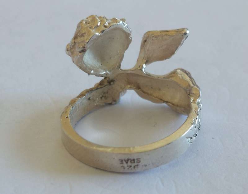 Beautiful vintage sterling silver enamel cherub ring 6.2g