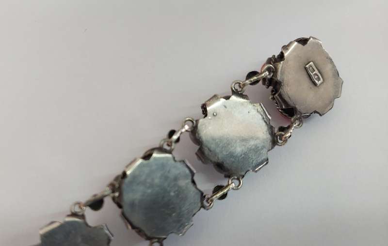 Exquisite Rare! 19th century Italian 800 Etruscan silver & coral bracelet 38.6g Value R6500