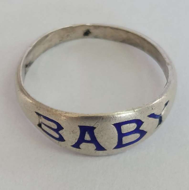 Very Rare!! Victorian Charles Horner enamel sterling silver Baby ring 0.5g Value R2500