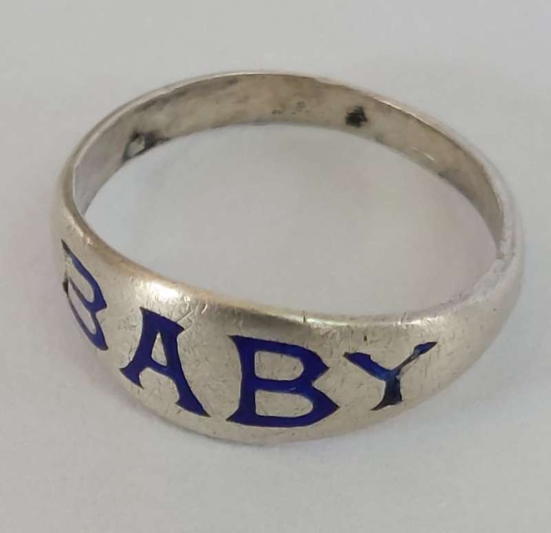 Very Rare!! Victorian Charles Horner enamel sterling silver Baby ring 0.5g Value R2500
