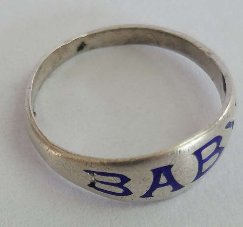 Very Rare!! Victorian Charles Horner enamel sterling silver Baby ring 0.5g Value R2500