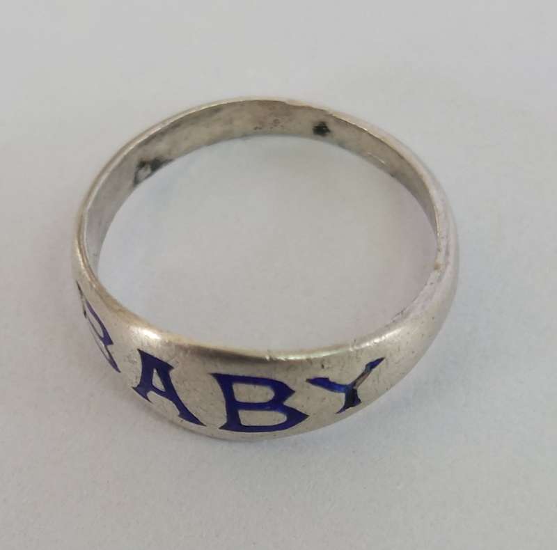 Very Rare!! Victorian Charles Horner enamel sterling silver Baby ring 0.5g Value R2500