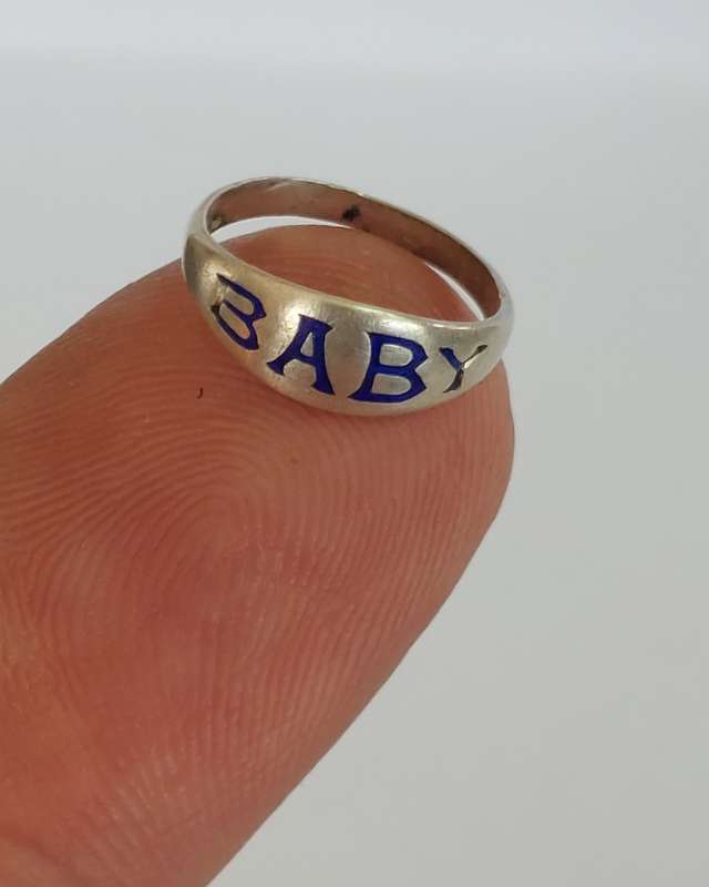 Very Rare!! Victorian Charles Horner enamel sterling silver Baby ring 0.5g Value R2500