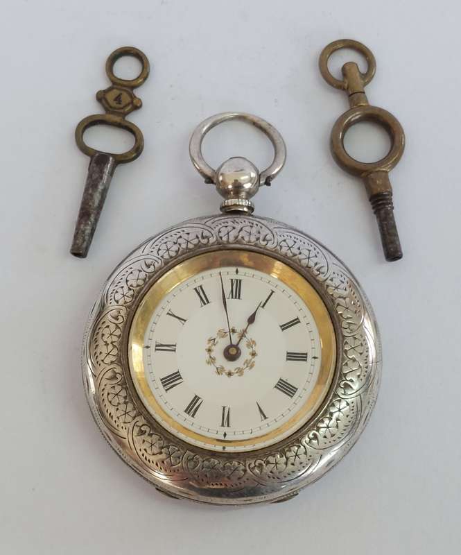 Rare!! Victorian fine silver Consti Mathey pocket watch 100% working with keys value R2500