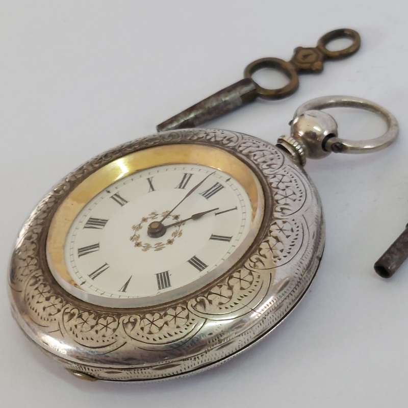 Rare!! Victorian fine silver Consti Mathey pocket watch 100% working with keys value R2500
