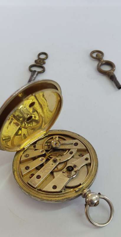 Rare!! Victorian fine silver Consti Mathey pocket watch 100% working with keys value R2500