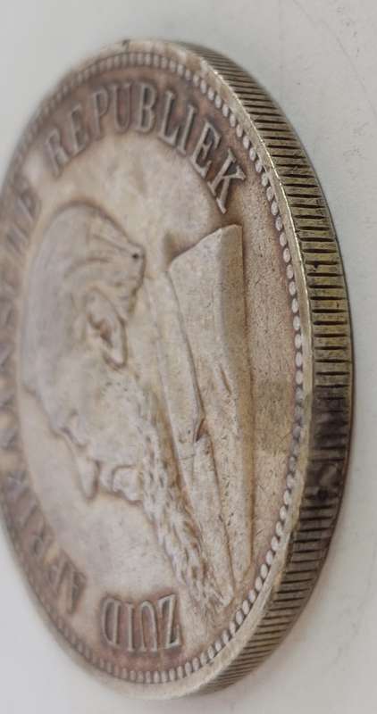 Rare 1892 single shaft kruger 5 shilling 28.1g Exmount coin