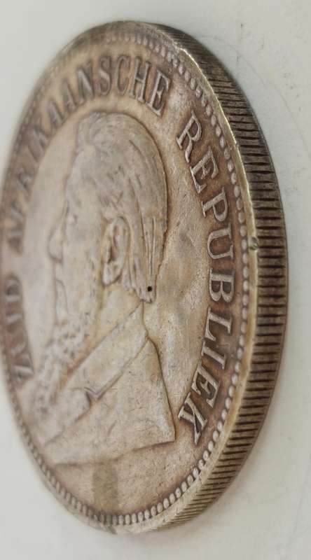 Rare 1892 single shaft kruger 5 shilling 28.1g Exmount coin