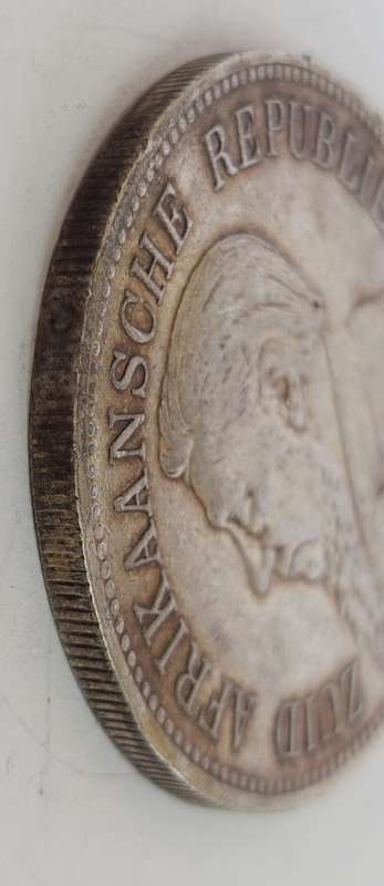 Rare 1892 single shaft kruger 5 shilling 28.1g Exmount coin