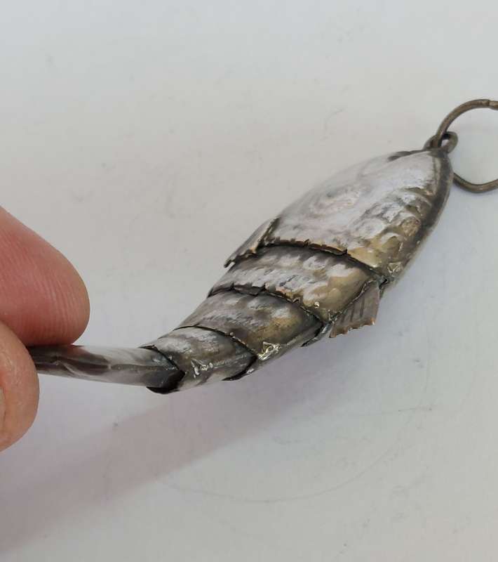Antique Argentina 62% silver articulated fish pendant circa 1910  10.4g  Value R1800