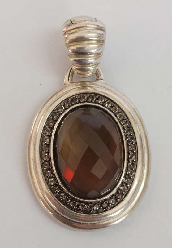 Rare!! Vintage John Hardy sterling silver smokey quartz & diamond pendant 16.5g Value R7500