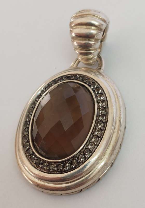 Rare!! Vintage John Hardy sterling silver smokey quartz & diamond pendant 16.5g Value R7500