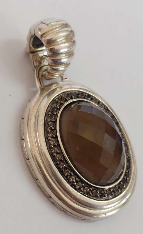 Rare!! Vintage John Hardy sterling silver smokey quartz & diamond pendant 16.5g Value R7500