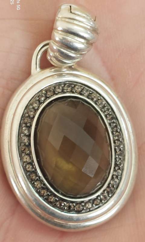 Rare!! Vintage John Hardy sterling silver smokey quartz & diamond pendant 16.5g Value R7500