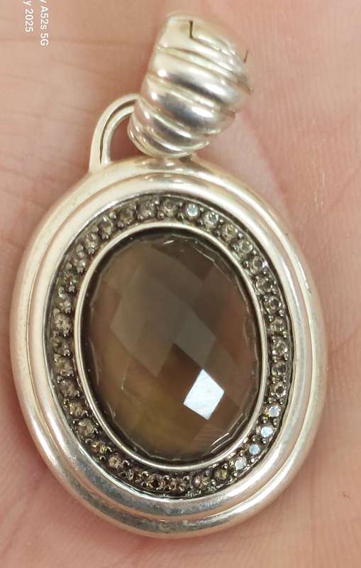 Rare!! Vintage John Hardy sterling silver smokey quartz & diamond pendant 16.5g Value R7500