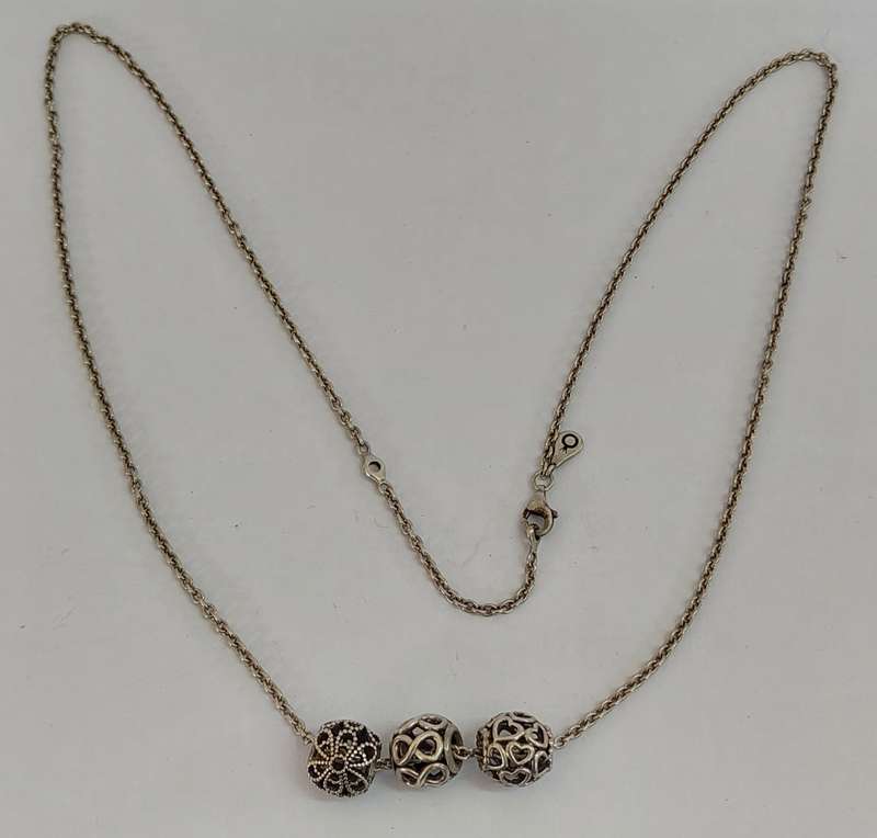 Wow!! Pandora sterling silver 3 charm necklace 12.2g Value R1500