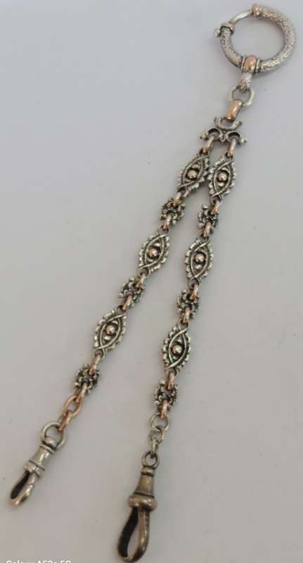 Spectacular rare Victorian ladies 900 silver fob chain circa 1880's 16.3g