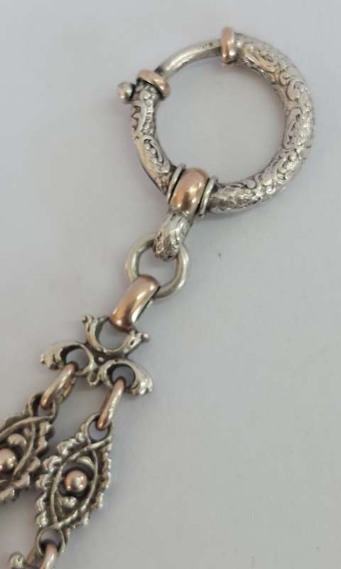 Spectacular rare Victorian ladies 900 silver fob chain circa 1880's 16.3g