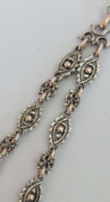 Spectacular rare Victorian ladies 900 silver fob chain circa 1880's 16.3g