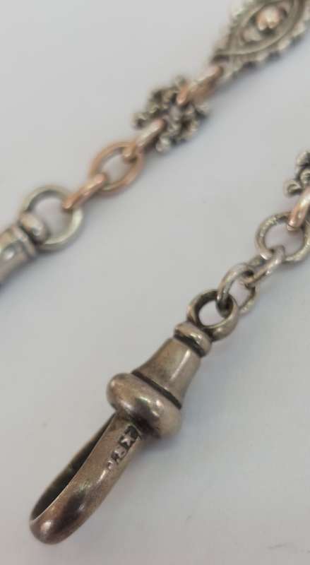 Spectacular rare Victorian ladies 900 silver fob chain circa 1880's 16.3g