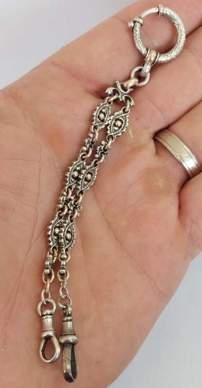 Spectacular rare Victorian ladies 900 silver fob chain circa 1880's 16.3g