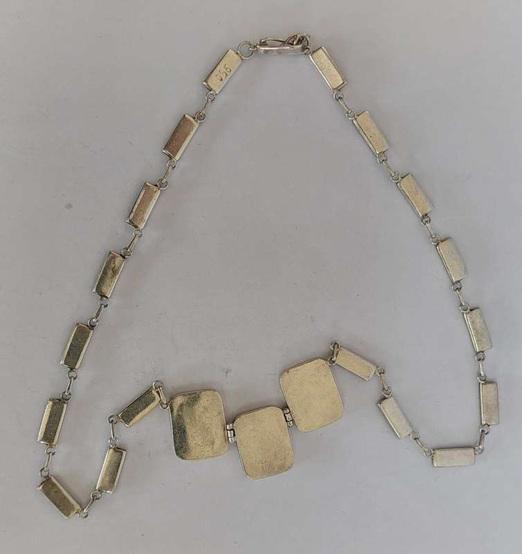 Amazing vintage Mexican 950 silver lapis lazuli necklace 19g