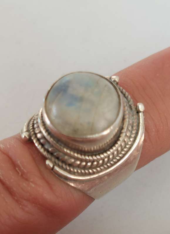 Amazing vintage sterling silver moonstone ring M½ 8.3g