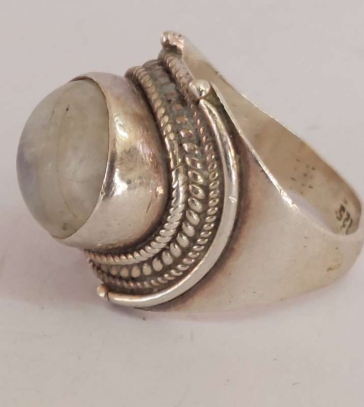 Amazing vintage sterling silver moonstone ring M½ 8.3g