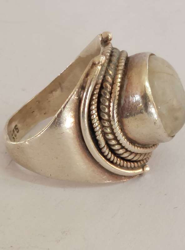 Amazing vintage sterling silver moonstone ring M½ 8.3g