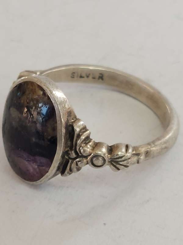 Rare vintage sterling silver amethyst ring 3.1g