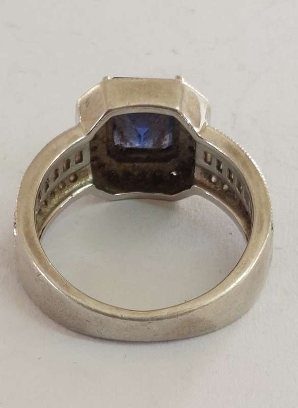 Amazing Cheté sterling silver sapphire & cz ring 5.8g