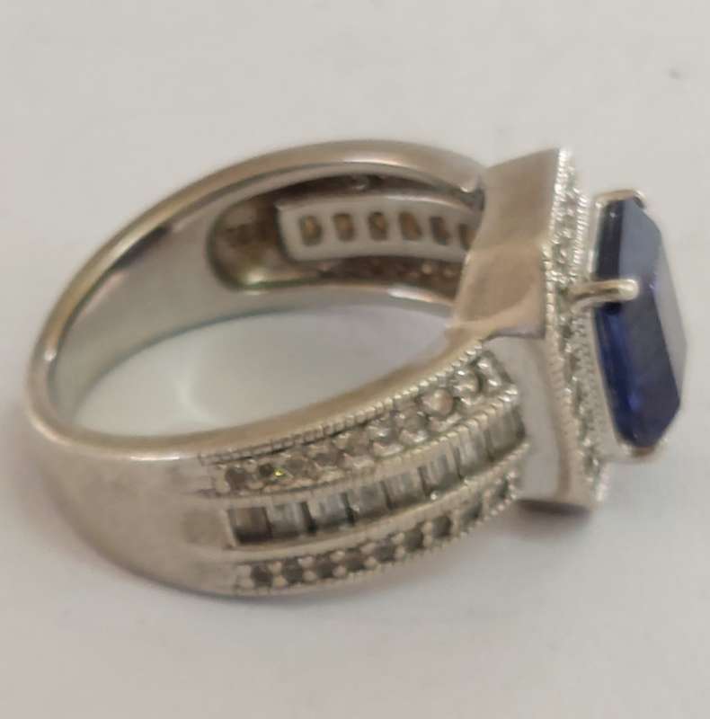 Amazing Cheté sterling silver sapphire & cz ring 5.8g