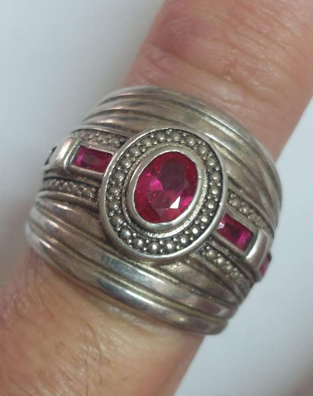 Sterling Silver Ruby Ring 10.5g Spectacular Large