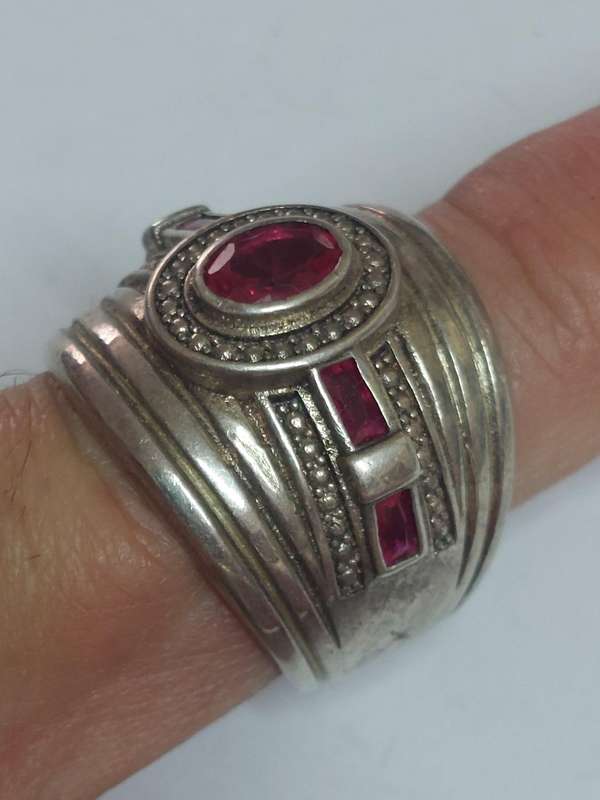 Sterling Silver Ruby Ring 10.5g Spectacular Large