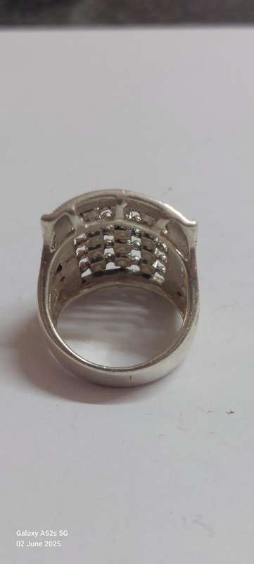 Spectacular large vintage sterling silver marcasite ring 13.7g