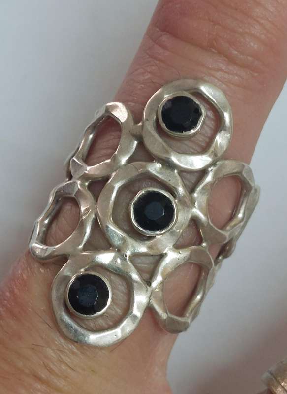Fantastic design sterling silver onyx ring 7.3g WOW!!