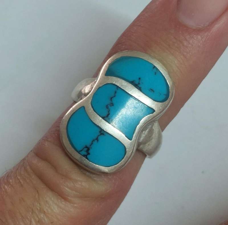 Amazing vintage sterling silver turquoise ring 8.9g