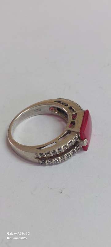 Vintage sterling silver ruby & cz ring 6.6g