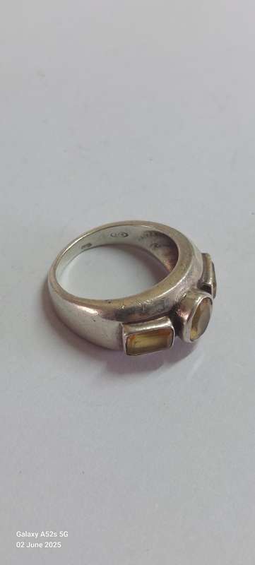 Gorgeous vintage sterling silver citrine ring 5.7g