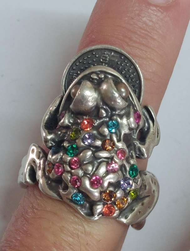 Amazing!! Large Chinese fortune money frog sterling silver ring 12.2g Value R2500
