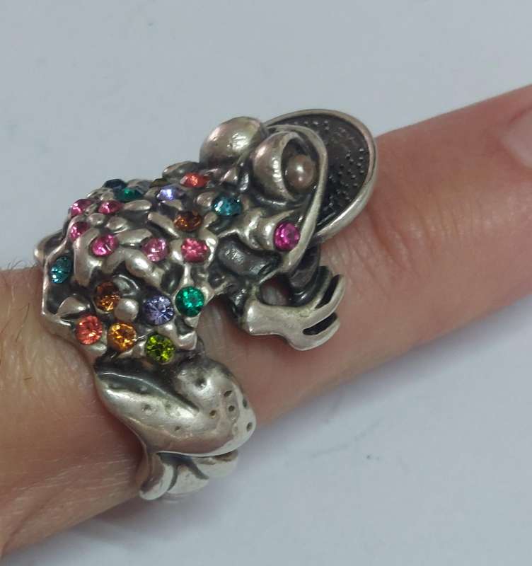 Amazing!! Large Chinese fortune money frog sterling silver ring 12.2g Value R2500