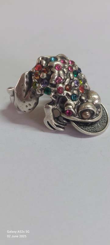 Amazing!! Large Chinese fortune money frog sterling silver ring 12.2g Value R2500