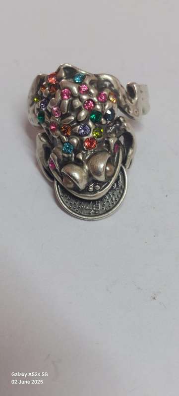 Amazing!! Large Chinese fortune money frog sterling silver ring 12.2g Value R2500