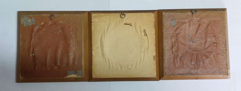 3 x Victorian miniature watercolour & fabric on celluloid paintings circa 1900