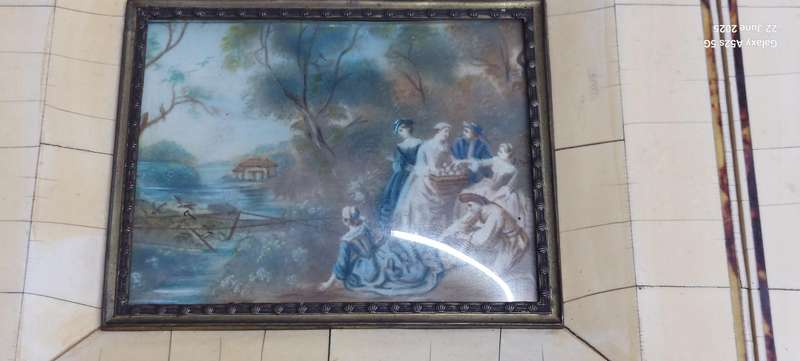 Stunning pair of antique miniature watercolours on celluloid circa 1910