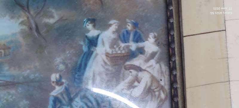 Stunning pair of antique miniature watercolours on celluloid circa 1910