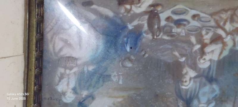 Stunning pair of antique miniature watercolours on celluloid circa 1910
