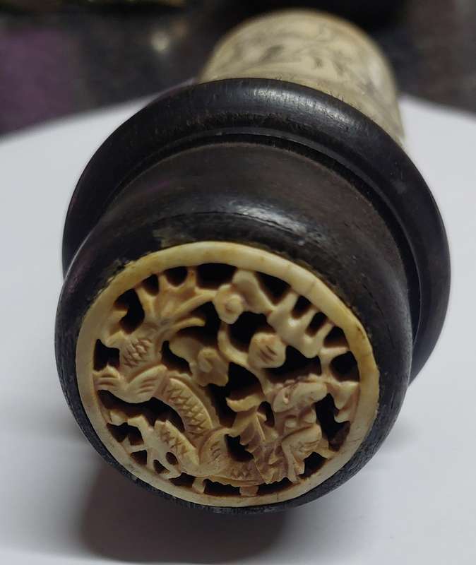 Antique Chinese oxbone scrimshaw cricket box circa 1900 Value R2500