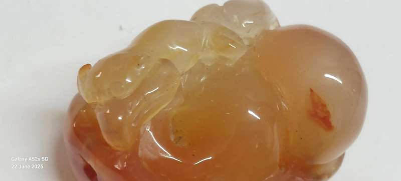 Amazing 19th century Chinese agate carving of mythical creature on a flower circa 1880's Value R6500