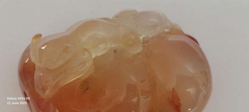 Amazing 19th century Chinese agate carving of mythical creature on a flower circa 1880's Value R6500